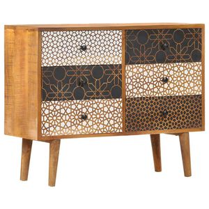 vidaXL Aparador com estampagem 90x30x70 cm madeira mangueira maci&ccedil;a