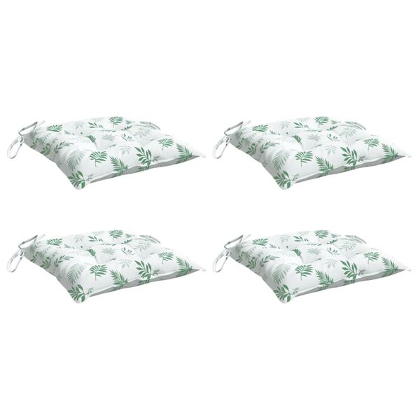 vidaXL Almofad&otilde;es p/ cadeira 4 pcs 40x40x7 cm tecido padr&atilde;o folhas