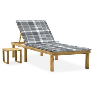 vidaXL Espreguiçadeira de jardim com mesa e almofadão pinho impregnado