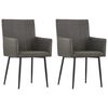 vidaXL Cadeiras de jantar c/ bra&ccedil;os 2 pcs tecido cinzento-acastanhado
