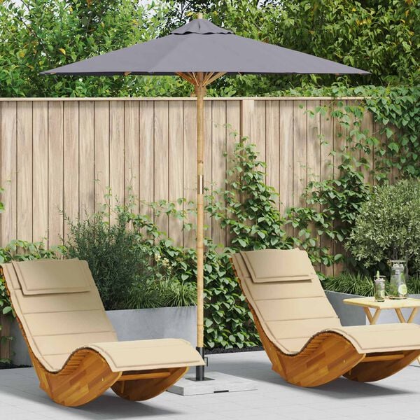 vidaXL Guarda-sol de Jardim Cinza Escuro &Oslash; 270 x 260 cm Bambu