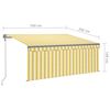 vidaXL Toldo autom. c/ estore/LED/sensor vento 3,5x2,5m amarelo/branco