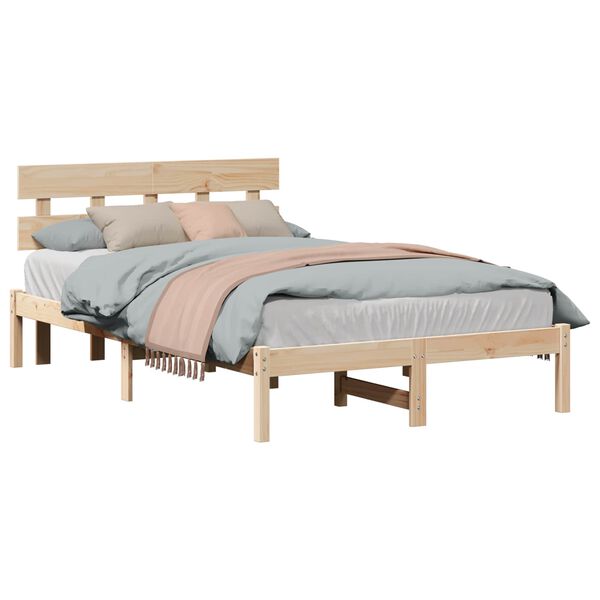 vidaXL Estrutura da Cama Castanho 140 x 190 cm Madeira de pinho maci&ccedil;a