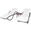 vidaXL Espregui&ccedil;adeiras com mesa 2 pcs vime PE castanho