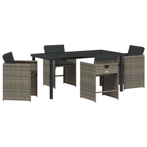 vidaXL Conjunto de Jantar para Jardim 5 pcs Cinzeto vime PE