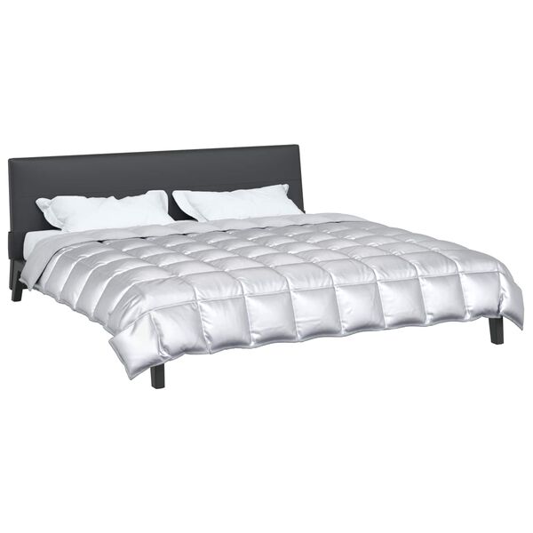 vidaXL Edredom de Inverno Prateado 240 x 200 cm Cetim e Microfibra
