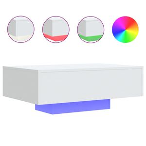 vidaXL Mesa de centro com luzes LED 85x55x31 cm branco