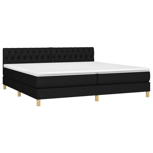vidaXL Cama box spring c/ colch&atilde;o e LED 200x200 cm tecido preto