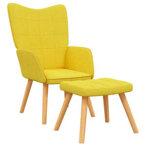 vidaXL Cadeira de descanso com banco tecido amarelo mostarda
