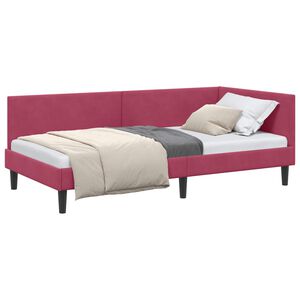 vidaXL Estrutura de Cama de Canto Vinho Vermelho 80 cm x 200 cm Veludo