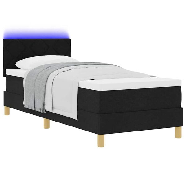 vidaXL Cama Box Spring LED com almofada Preto 80 x 200 cm tecido