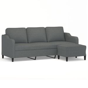 vidaXL Sof&aacute; de 3 lugares com apoio de p&eacute;s 180 cm tecido cinza-escuro