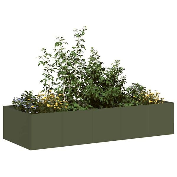 vidaXL Vaso floreira 200x80x40 cm a&ccedil;o verde azeitona