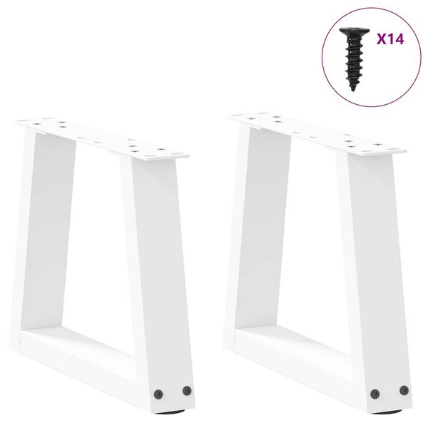 vidaXL P&eacute;s para mesa de centro em V, 2 pe&ccedil;as, branco, 40x(30-31,3) cm, a&ccedil;o