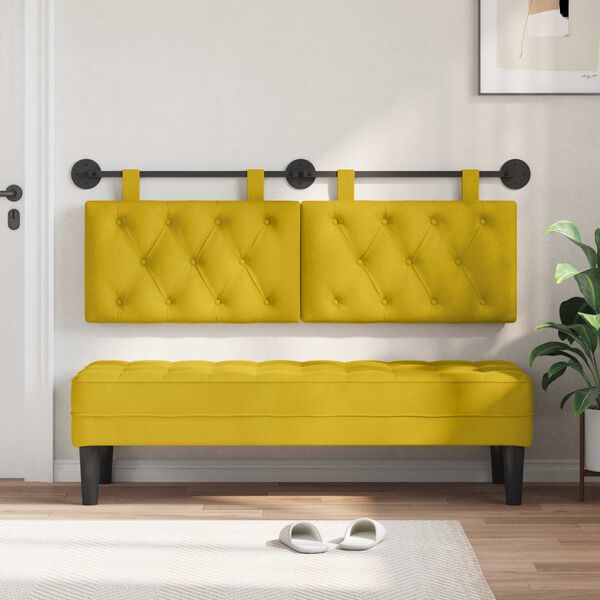 vidaXL Cabeceira Suspensa Amarelo 150 x 55 x 7 cm Veludo