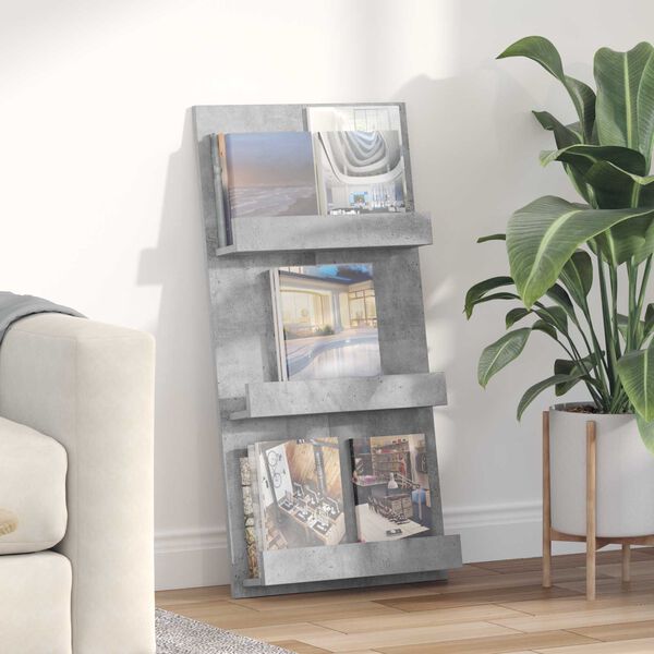 vidaXL Estante de Revistas com prateleira Cinzento 51 x 11 x 102 cm