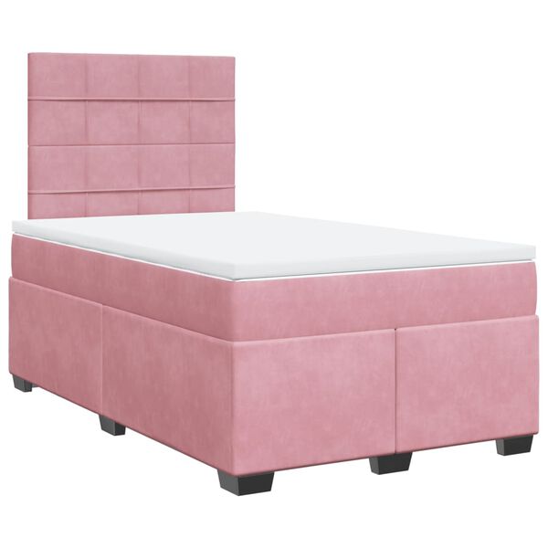 vidaXL Cama boxspring com colch&atilde;o 120x190 cm veludo rosa