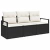 vidaXL Conjunto de Sof&aacute;s 3 pcs Preto vime PE