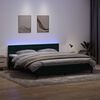 vidaXL Cama box spring c/ colch&atilde;o e LED 180x220 cm veludo verde-escuro