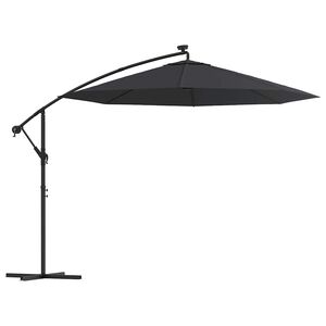 vidaXL Guarda-sol cantilever c/ luzes LED e poste de a&ccedil;o 300 cm preto