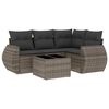 vidaXL 5 pcs conjunto sof&aacute;s de jardim c/ almofad&otilde;es vime PE cinzento