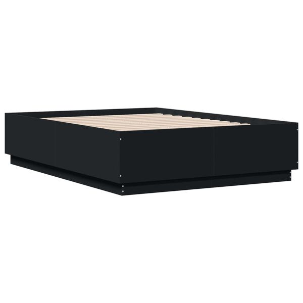 vidaXL Estrutura cama c/ luzes LED 135x190 cm derivados madeira preto
