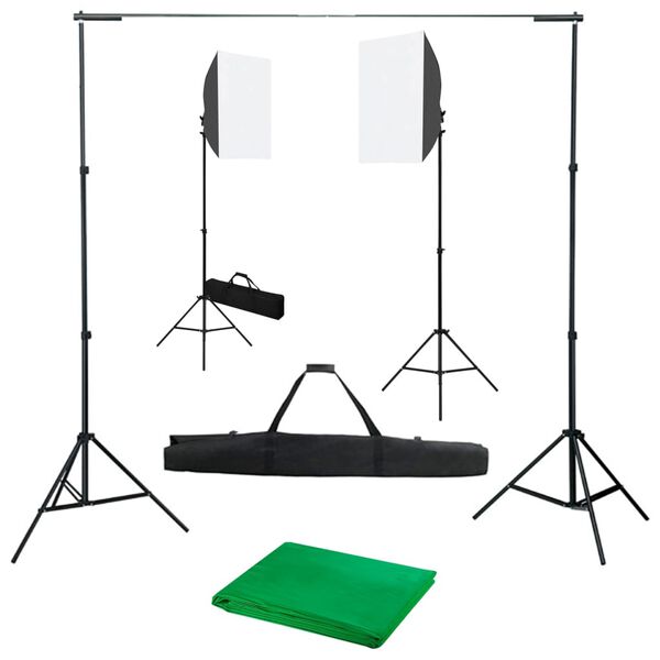 vidaXL Kit de est&uacute;dio fotogr&aacute;fico com softbox de ilumina&ccedil;&atilde;o e fundo