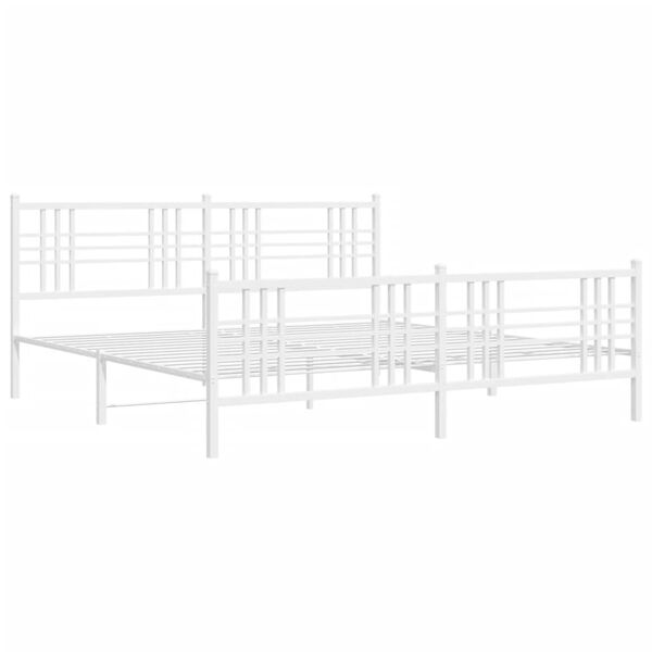 vidaXL Estrutura de cama com cabeceira e p&eacute;s 180x200 cm metal branco