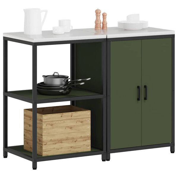 vidaXL Conjunto de Armazenamento de Cozinha 2 pcs Verde Oliva