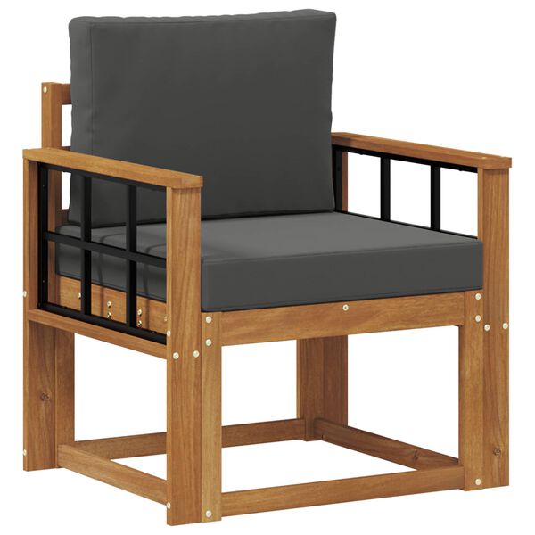 vidaXL Sof&aacute; exterior Madeira de Ac&aacute;cia maci&ccedil;a e Poli&eacute;ster Natural