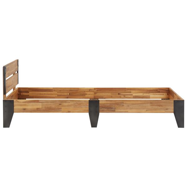 vidaXL Estrutura de cama 90x200 cm ac&aacute;cia maci&ccedil;a acabamento escovado