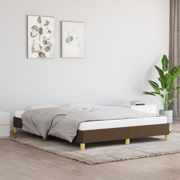 vidaXL Estrutura de cama sem colchão 140x190 cm tecido castanho-escuro