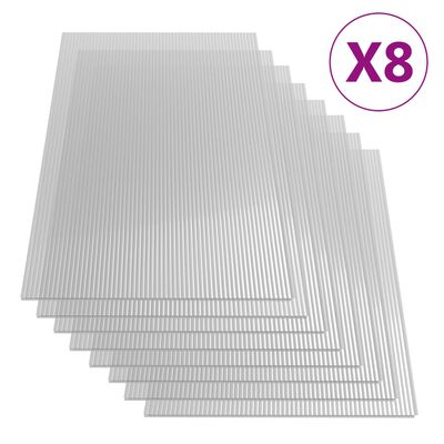 vidaXL Placas de policarbonato 8 pcs 4 mm 121x60 cm