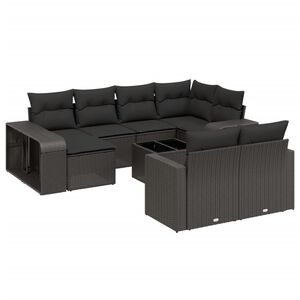 vidaXL 11 pcs conjunto sof&aacute;s de jardim c/ almofad&otilde;es vime PE preto