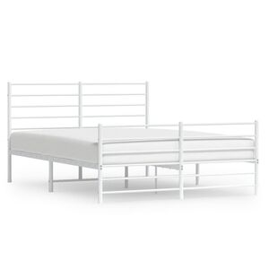 vidaXL Estrutura de cama com cabeceira e p&eacute;s 120x190 cm metal branco