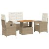 vidaXL 4 pcs conjunto de jantar p/ jardim c/ almofad&otilde;es vime PE bege