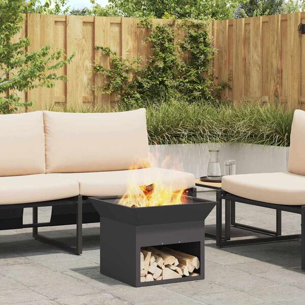 vidaXL Fire Pit Preto 50 x 50 x 40 cm A&ccedil;o
