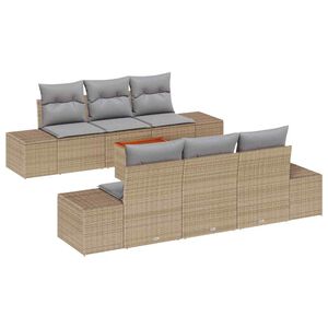 vidaXL Conjunto de Sof&aacute; de Jardim 7 pcs Bege e Cinza Claro vime PE