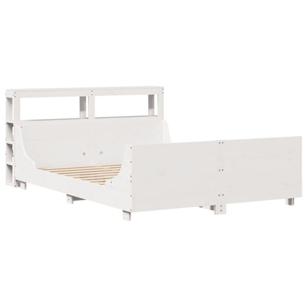 vidaXL Cama sem colch&atilde;o 140x200 cm madeira de pinho maci&ccedil;a branco