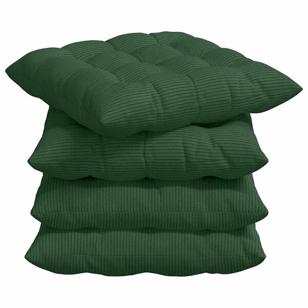 vidaXL Almofadas de Assento 4 pcs Verde Escuro 40 x 40 x 6 cm