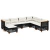 vidaXL 7 pcs conjunto de sof&aacute;s p/ jardim c/ almofad&otilde;es vime PE preto