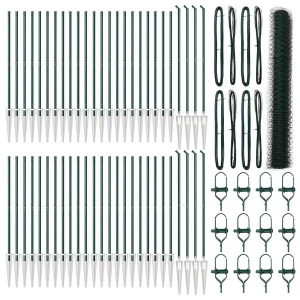 vidaXL Poste de Cerca Verde 100 x 1,2 m (malha de 50 mm) A&ccedil;o e PVC