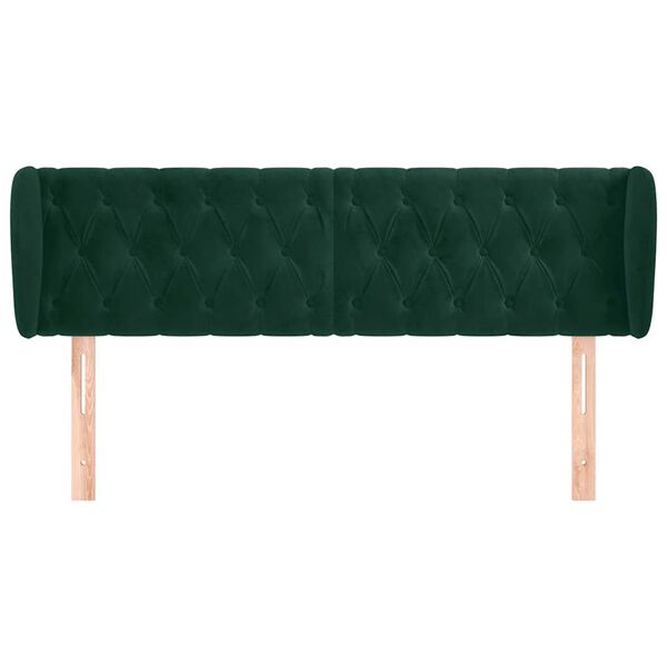 vidaXL Cabeceira de cama c/ abas veludo 163x23x78/88cm verde-escuro