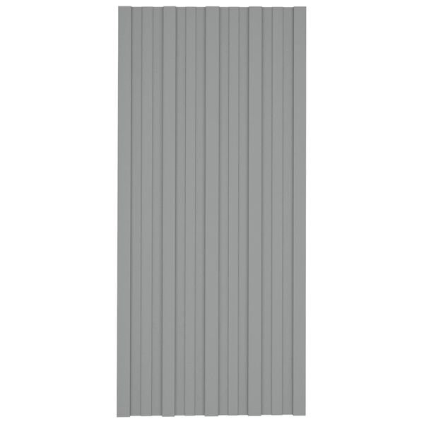 vidaXL Painel de telhado 36 pcs Cinzento 100 x 45 cm A&ccedil;o galvanizado