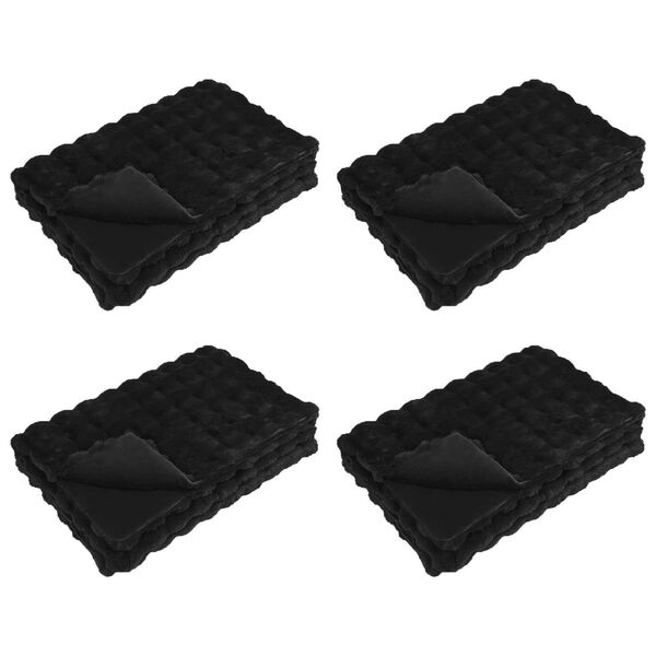 vidaXL Cobertor de Peles de Coelho 4 pcs Preto 220 x 240 cm Poli&eacute;ster