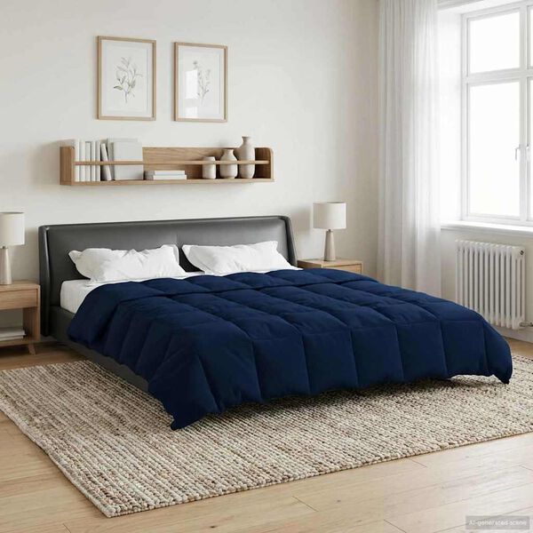 vidaXL Duvet de Ano Inteiro Azul Escuro 200 x 240 cm Microfibra