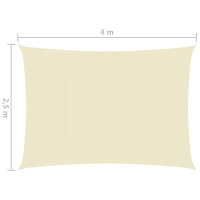 vidaXL Para-sol estilo vela tecido oxford retangular 2,5x4 m creme