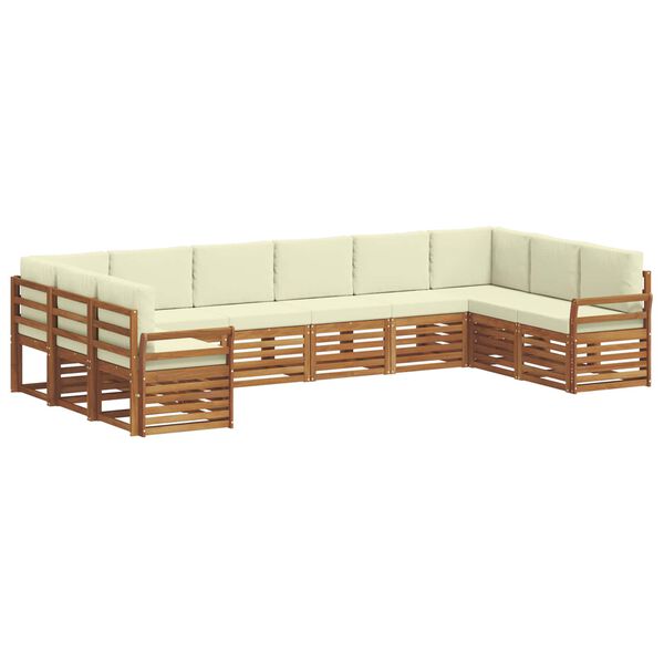 vidaXL Conjunto de Sof&aacute; Sectional com almofada 10 pcs Natural e Creme
