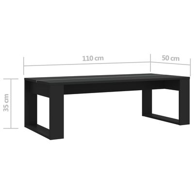 vidaXL Mesa de centro 110x50x35 cm derivados de madeira preto