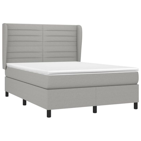 vidaXL Cama com molas/colch&atilde;o 140x190 cm tecido cinzento-claro